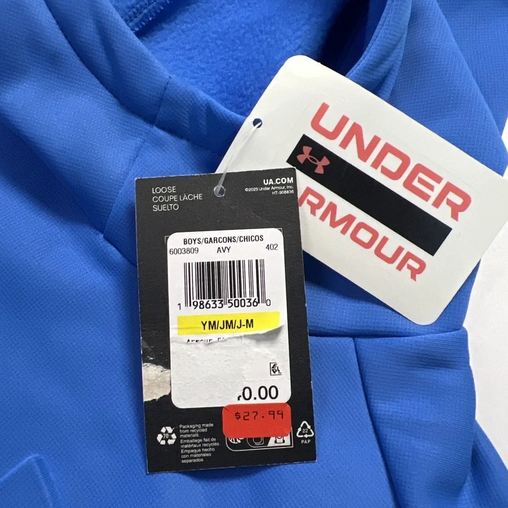Under Armour 6003809-402 Under Armour Boys' Med Fleece Embossed Hoodie Blue-New